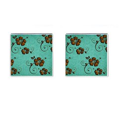 Chocolate Background Floral Pattern Cufflinks (square) by Nexatart