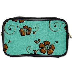 Chocolate Background Floral Pattern Toiletries Bags by Nexatart