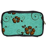 Chocolate Background Floral Pattern Toiletries Bags 2-Side Front