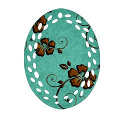 Chocolate Background Floral Pattern Ornament (oval Filigree) by Nexatart