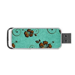 Chocolate Background Floral Pattern Portable Usb Flash (two Sides) by Nexatart