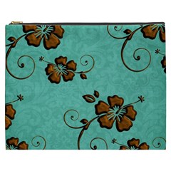 Chocolate Background Floral Pattern Cosmetic Bag (xxxl)  by Nexatart