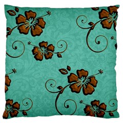 Chocolate Background Floral Pattern Large Flano Cushion Case (one Side) by Nexatart