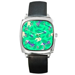 Pattern Seamless Background Desktop Square Metal Watch by Nexatart