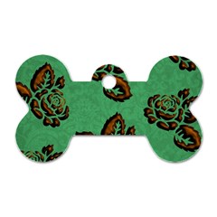 Chocolate Background Floral Pattern Dog Tag Bone (two Sides) by Nexatart