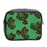 Chocolate Background Floral Pattern Mini Toiletries Bag 2-Side Back