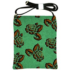 Chocolate Background Floral Pattern Shoulder Sling Bags by Nexatart