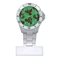 Chocolate Background Floral Pattern Plastic Nurses Watch by Nexatart