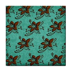 Chocolate Background Floral Pattern Tile Coasters