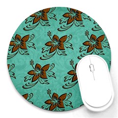 Chocolate Background Floral Pattern Round Mousepads