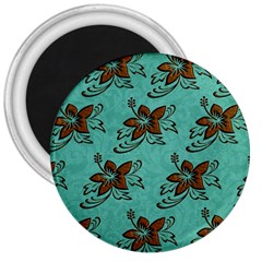 Chocolate Background Floral Pattern 3  Magnets