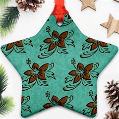 Chocolate Background Floral Pattern Ornament (Star)