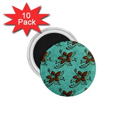 Chocolate Background Floral Pattern 1.75  Magnets (10 pack) 