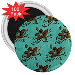 Chocolate Background Floral Pattern 3  Magnets (100 pack)