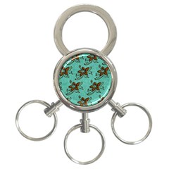 Chocolate Background Floral Pattern 3-Ring Key Chains