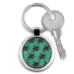 Chocolate Background Floral Pattern Key Chains (Round) 