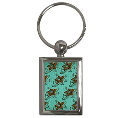 Chocolate Background Floral Pattern Key Chains (Rectangle) 