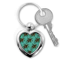 Chocolate Background Floral Pattern Key Chains (Heart) 