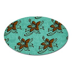 Chocolate Background Floral Pattern Oval Magnet