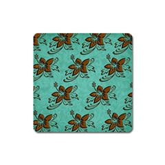 Chocolate Background Floral Pattern Square Magnet