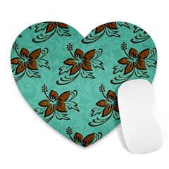 Chocolate Background Floral Pattern Heart Mousepads by Nexatart