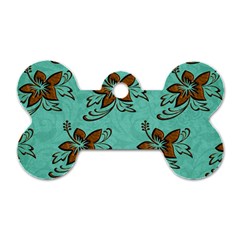 Chocolate Background Floral Pattern Dog Tag Bone (Two Sides)