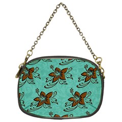 Chocolate Background Floral Pattern Chain Purses (Two Sides) 