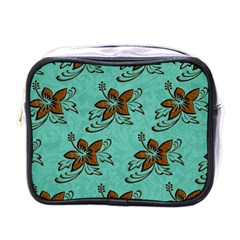 Chocolate Background Floral Pattern Mini Toiletries Bags