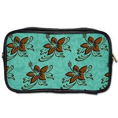 Chocolate Background Floral Pattern Toiletries Bags