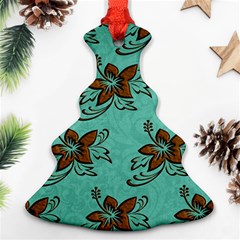 Chocolate Background Floral Pattern Christmas Tree Ornament (Two Sides)