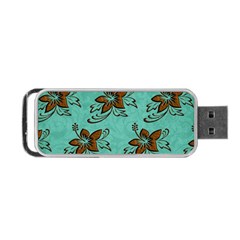 Chocolate Background Floral Pattern Portable Usb Flash (two Sides) by Nexatart