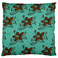 Chocolate Background Floral Pattern Large Flano Cushion Case (Two Sides)