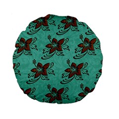 Chocolate Background Floral Pattern Standard 15  Premium Flano Round Cushions by Nexatart