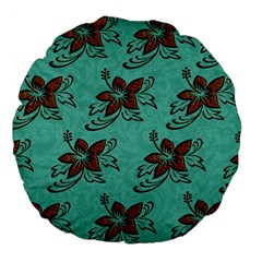 Chocolate Background Floral Pattern Large 18  Premium Flano Round Cushions