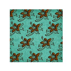 Chocolate Background Floral Pattern Small Satin Scarf (Square)