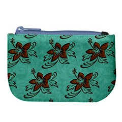 Chocolate Background Floral Pattern Large Coin Purse