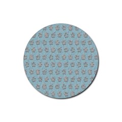 Texture Background Beige Grey Blue Rubber Coaster (round)  by Nexatart