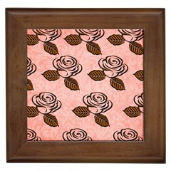 Chocolate Background Floral Pattern Framed Tiles by Nexatart