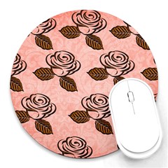 Chocolate Background Floral Pattern Round Mousepads by Nexatart