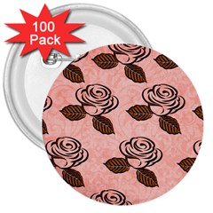 Chocolate Background Floral Pattern 3  Buttons (100 Pack)  by Nexatart