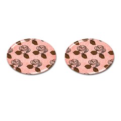 Chocolate Background Floral Pattern Cufflinks (oval) by Nexatart