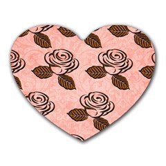 Chocolate Background Floral Pattern Heart Mousepads by Nexatart