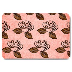 Chocolate Background Floral Pattern Large Doormat  by Nexatart