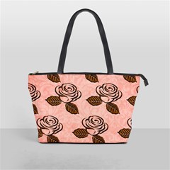 Chocolate Background Floral Pattern Shoulder Handbags by Nexatart