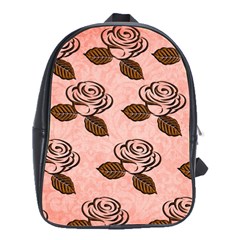 Chocolate Background Floral Pattern School Bag (large) by Nexatart