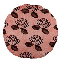 Chocolate Background Floral Pattern Large 18  Premium Round Cushions by Nexatart