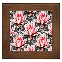 Water Lily Background Pattern Framed Tiles by Nexatart