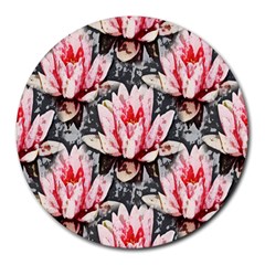 Water Lily Background Pattern Round Mousepads by Nexatart