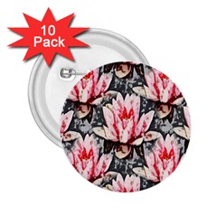 Water Lily Background Pattern 2 25  Buttons (10 Pack)  by Nexatart