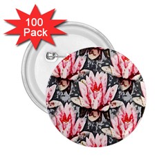 Water Lily Background Pattern 2 25  Buttons (100 Pack)  by Nexatart